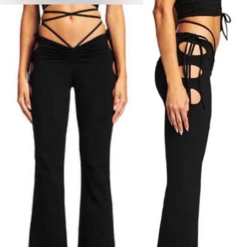 I.AM.GIA black Minka cutout flare pants size Medium